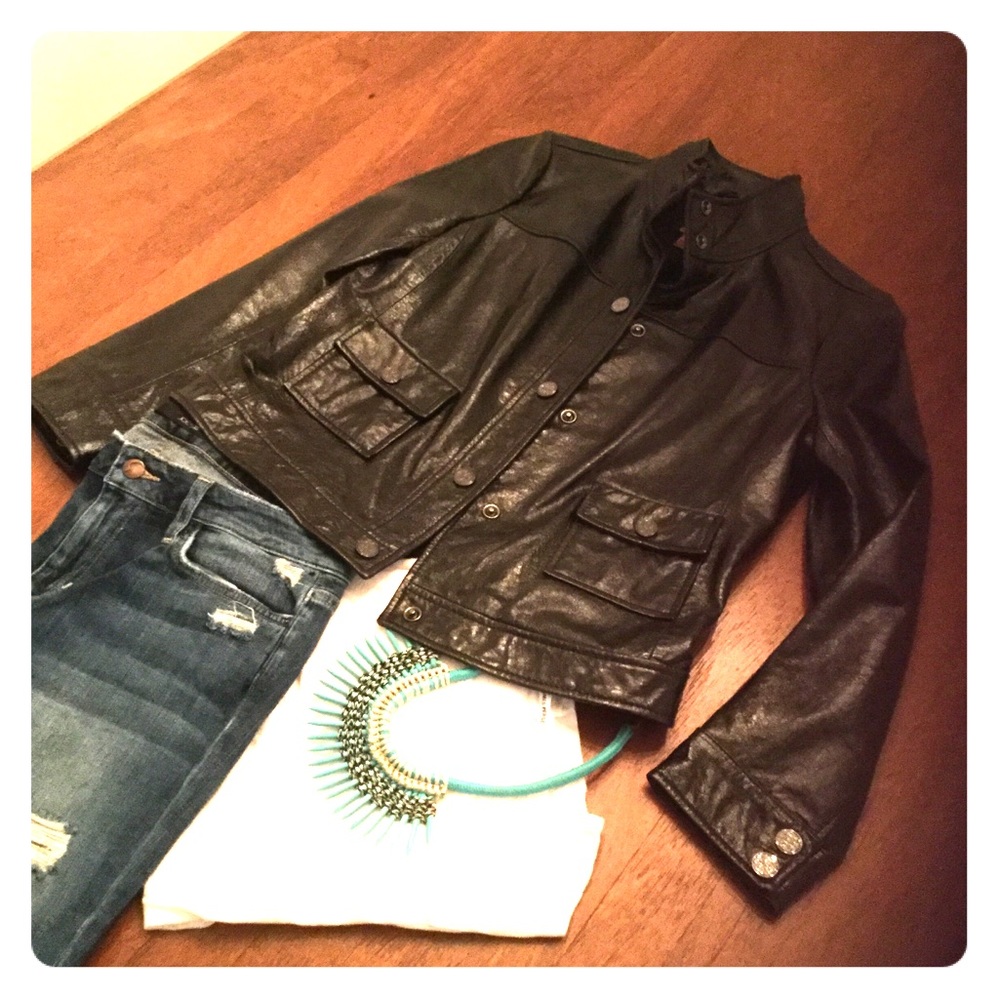 Tory Burch Leather Jacket Black